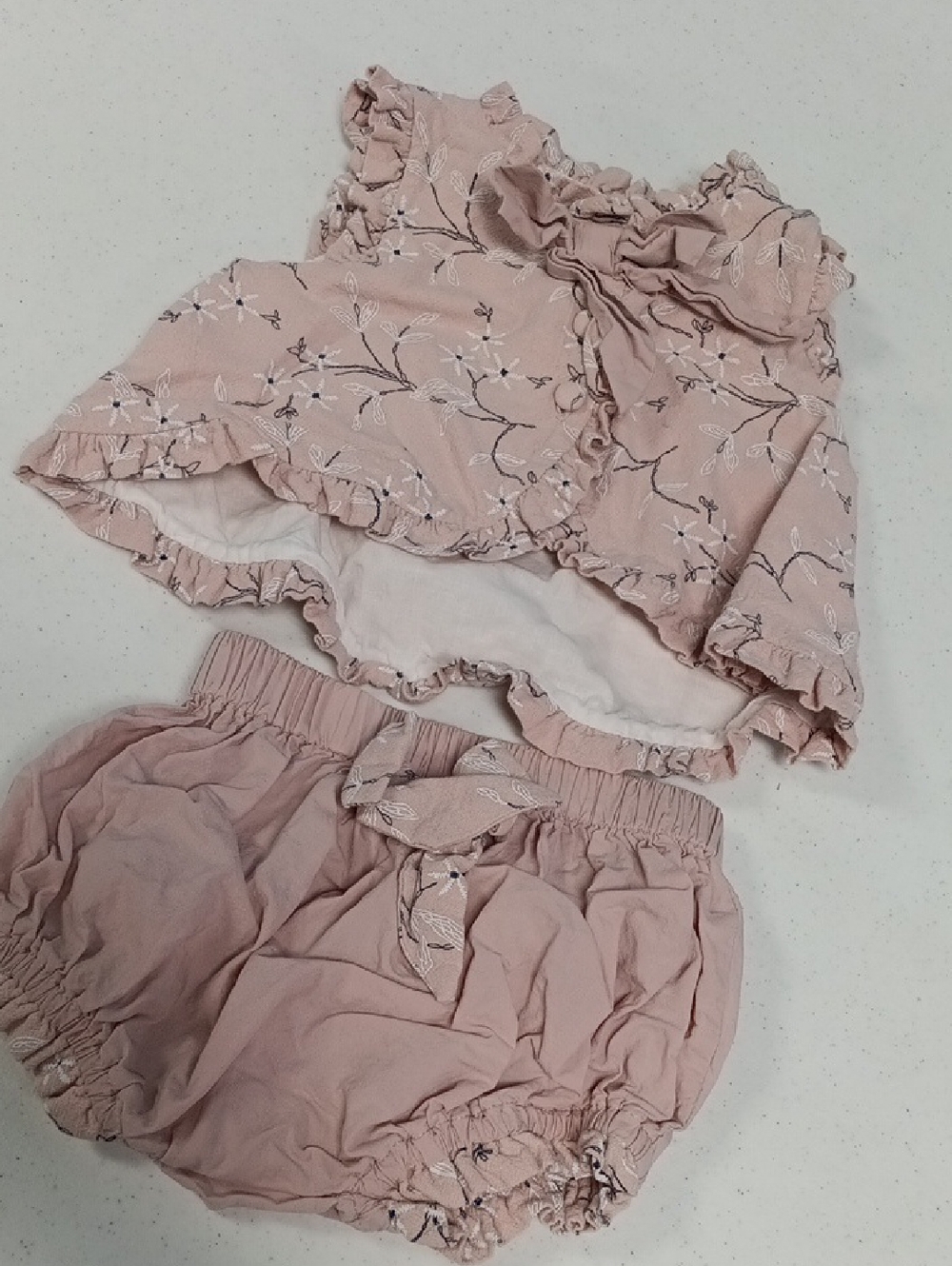 Lil Cactus Baby Ruffle Floral Two-Piece Set in Blush Pink